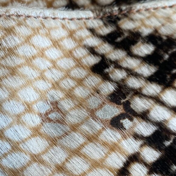 PULICATI ITALY Snake Pattern Calf Hair Leather Large Handbag Tote Bag Purse - Picture 16 of 16